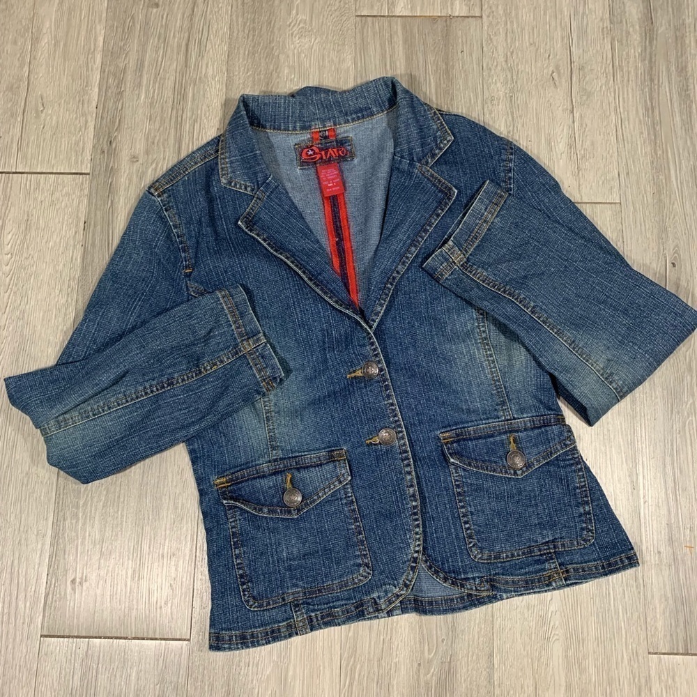 Star Jeans Two Button Denim Jacket size Large